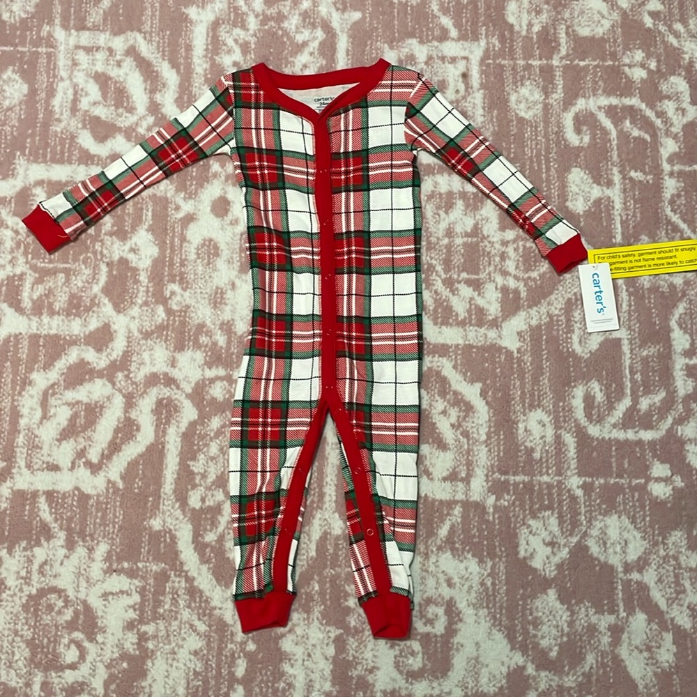 NWT! Carter’s 1-Piece Plaid Snap On Cotton PJ,s
